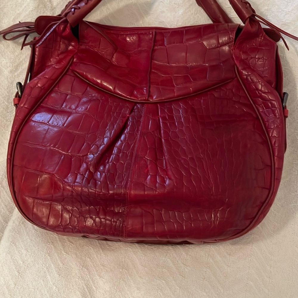 Francisco Biasia Red Crocodile-Embossed Women's Bag